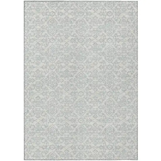 Ivory And Gray Oriental Washable Indoor Outdoor Area Rug Photo 2