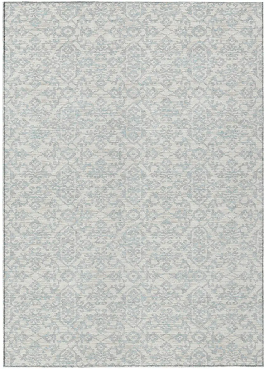 Ivory And Gray Oriental Washable Indoor Outdoor Area Rug Photo 2