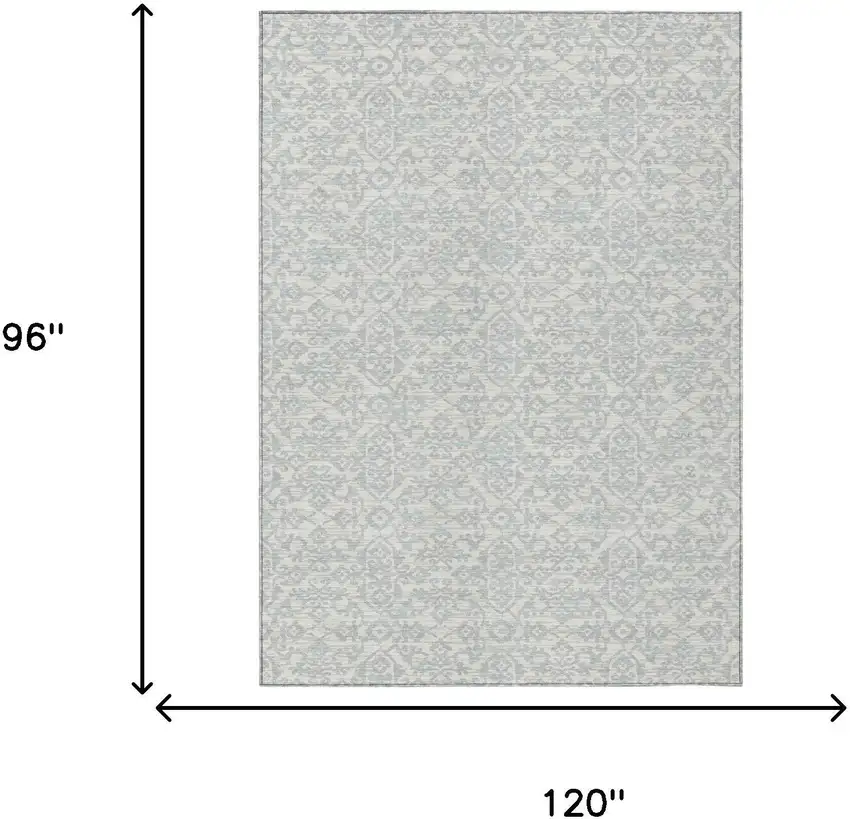 Ivory And Gray Oriental Washable Indoor Outdoor Area Rug Photo 7