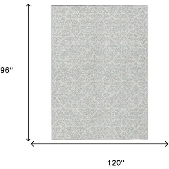 Ivory And Gray Oriental Washable Indoor Outdoor Area Rug Photo 7