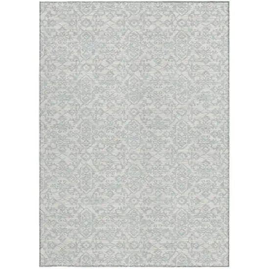 Ivory And Gray Oriental Washable Indoor Outdoor Area Rug Photo 4