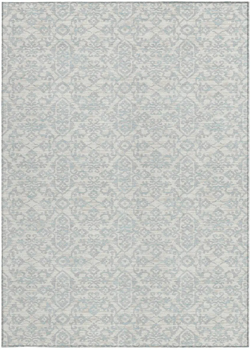 Ivory And Gray Oriental Washable Indoor Outdoor Area Rug Photo 4