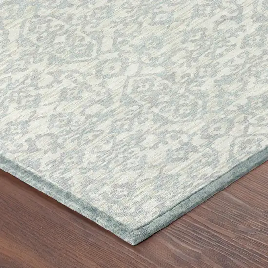 Ivory And Gray Oriental Washable Indoor Outdoor Area Rug Photo 5