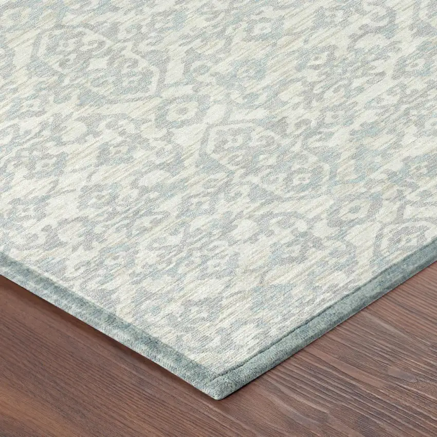 Ivory And Gray Oriental Washable Indoor Outdoor Area Rug Photo 5