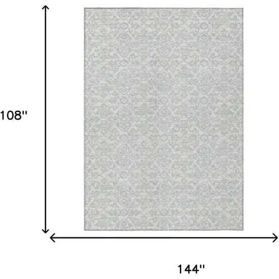 Ivory And Gray Oriental Washable Indoor Outdoor Area Rug Photo 7