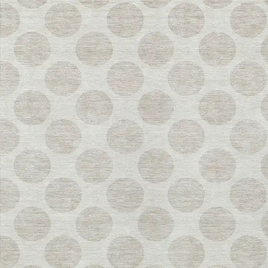 Ivory And Gray Polka Dot Washable Indoor Outdoor Area Rug Photo 6