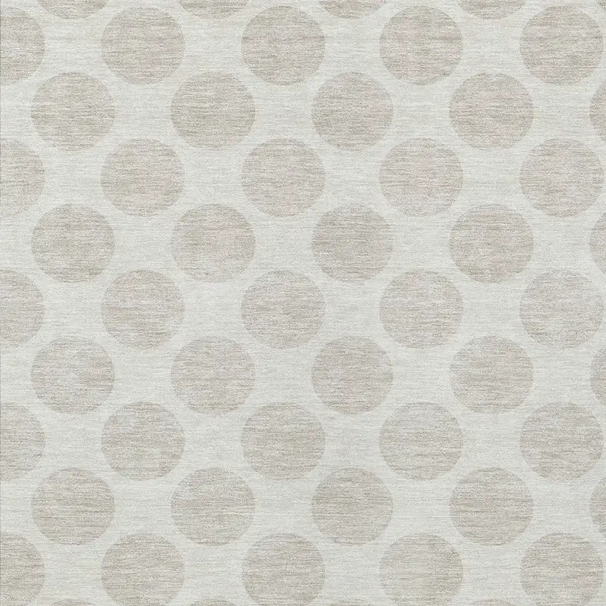 Ivory And Gray Polka Dot Washable Indoor Outdoor Area Rug Photo 6