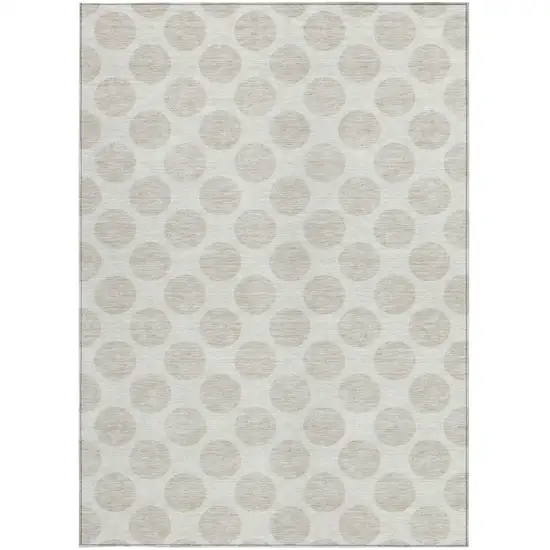Ivory And Gray Polka Dot Washable Indoor Outdoor Area Rug Photo 7