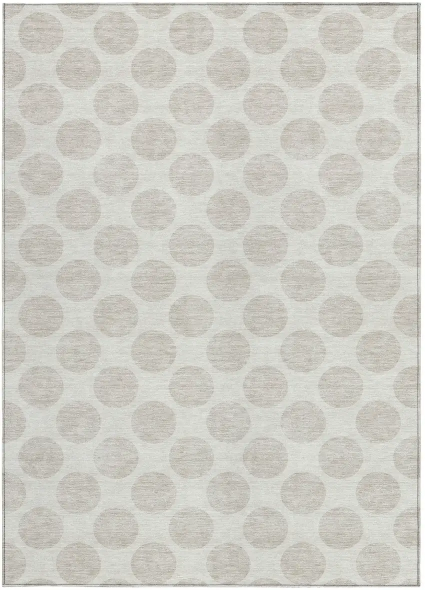 Ivory And Gray Polka Dot Washable Indoor Outdoor Area Rug Photo 7