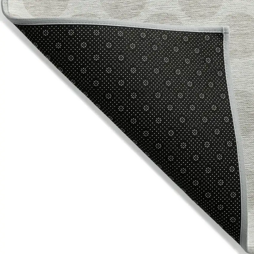 Ivory And Gray Polka Dot Washable Indoor Outdoor Area Rug Photo 4
