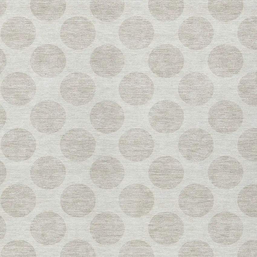 Ivory And Gray Polka Dot Washable Indoor Outdoor Area Rug Photo 6