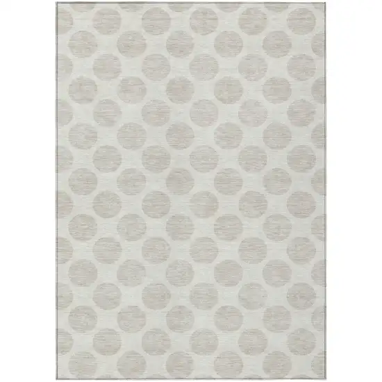 Ivory And Gray Polka Dot Washable Indoor Outdoor Area Rug Photo 2