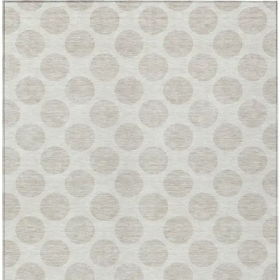 Ivory And Gray Polka Dot Washable Indoor Outdoor Area Rug Photo 7
