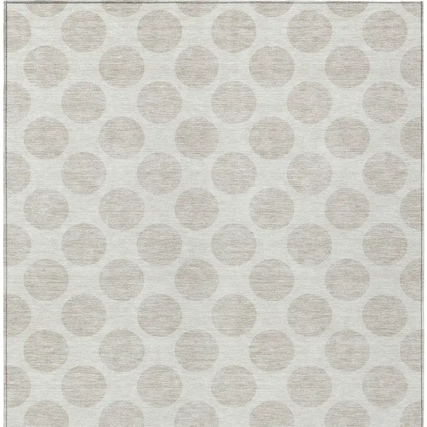 Ivory And Gray Polka Dot Washable Indoor Outdoor Area Rug Photo 7