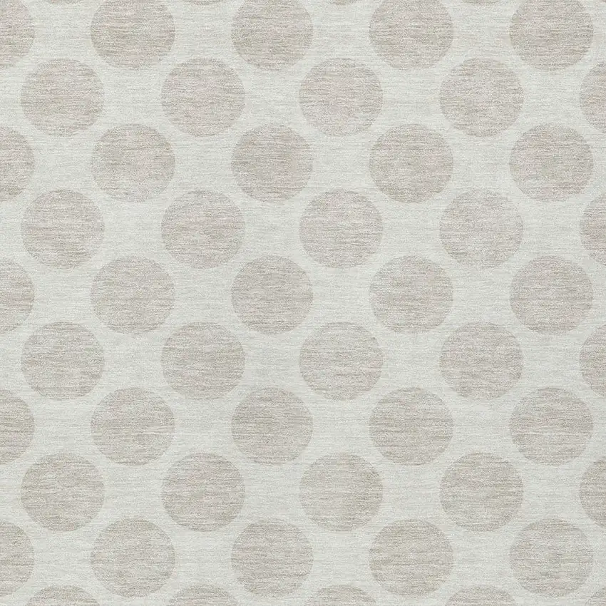 Ivory And Gray Polka Dot Washable Indoor Outdoor Area Rug Photo 6