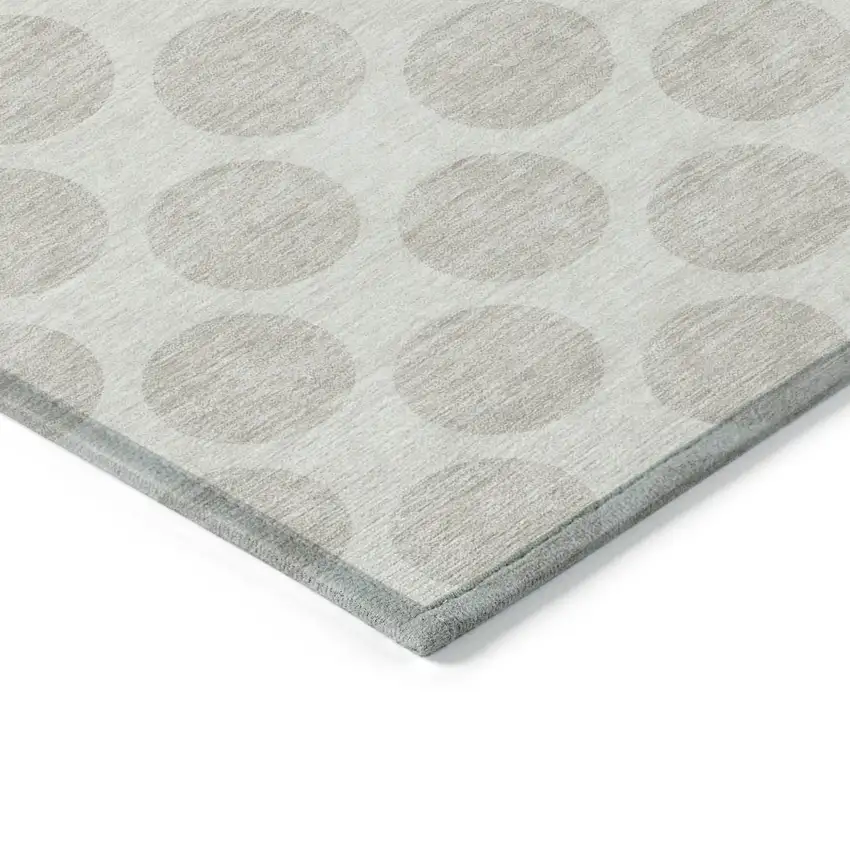 Ivory And Gray Polka Dot Washable Indoor Outdoor Area Rug Photo 5