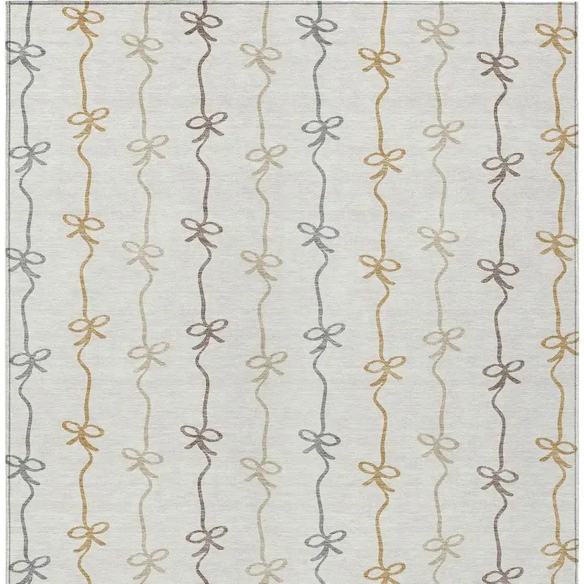 Ivory And Gray Southwestern Washable Indoor Outdoor Area Rug Photo 3