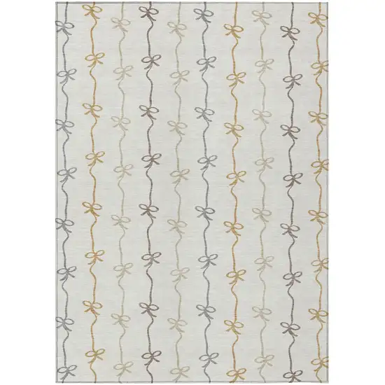 Ivory And Gray Southwestern Washable Indoor Outdoor Area Rug Photo 1
