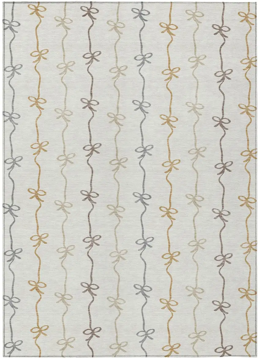 Ivory And Gray Southwestern Washable Indoor Outdoor Area Rug Photo 1