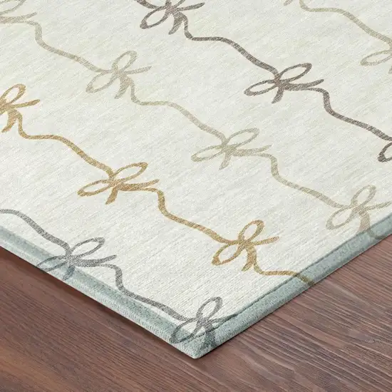 Ivory And Gray Southwestern Washable Indoor Outdoor Area Rug Photo 4