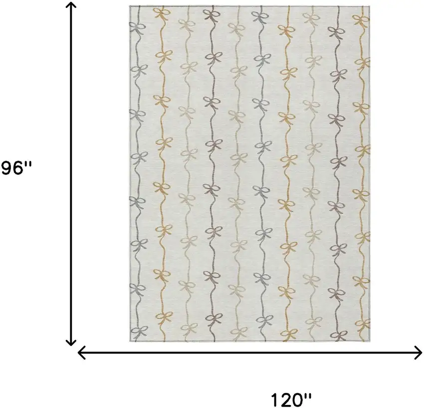 Ivory And Gray Southwestern Washable Indoor Outdoor Area Rug Photo 6