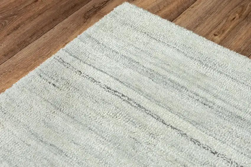 Ivory And Gray Striped Hand Tufted Area Rug Photo 4