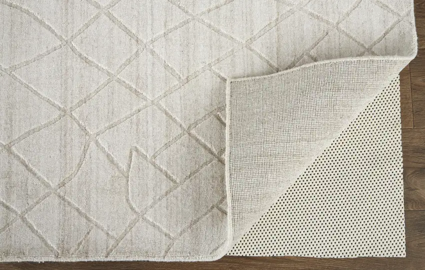 Ivory And Gray Striped Hand Woven Area Rug Photo 3