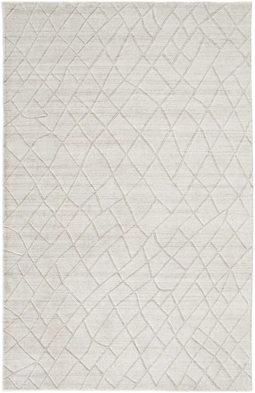 Ivory And Gray Striped Hand Woven Area Rug Photo 1