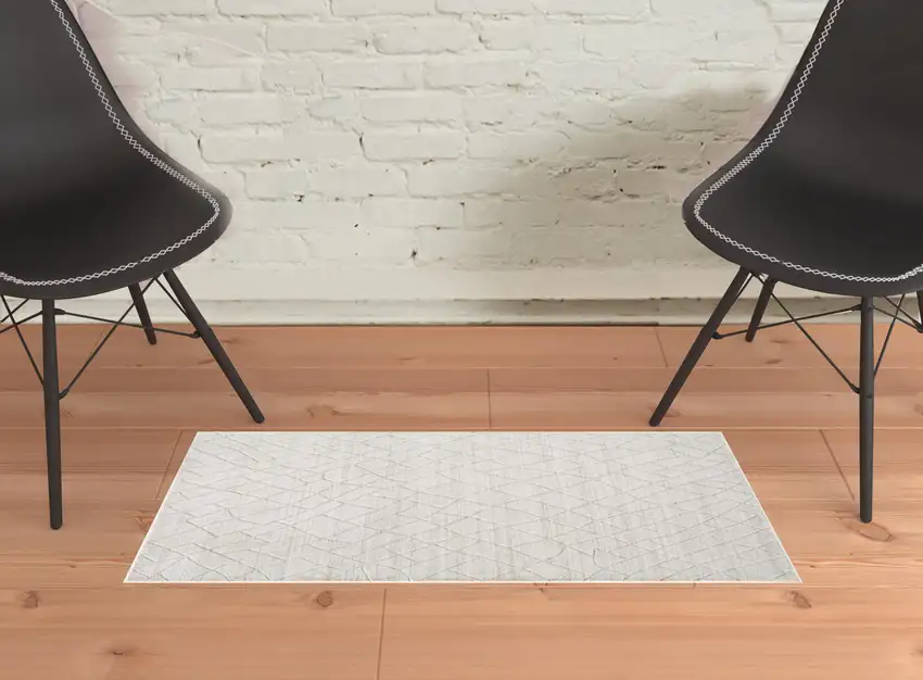 Ivory And Gray Striped Hand Woven Area Rug Photo 2