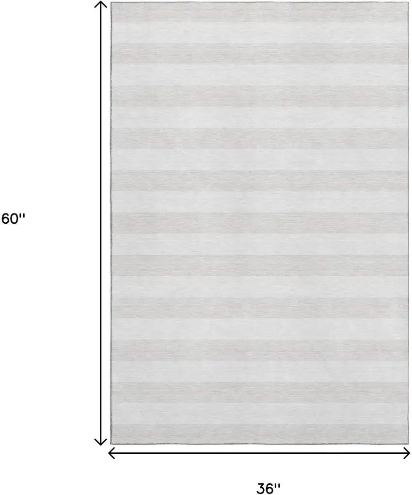 Ivory And Gray Striped Washable Area Rug With UV Protection Photo 3