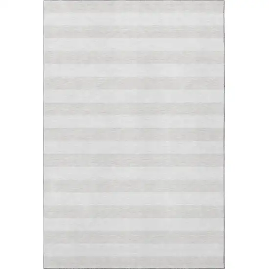 Ivory And Gray Striped Washable Area Rug With UV Protection Photo 4