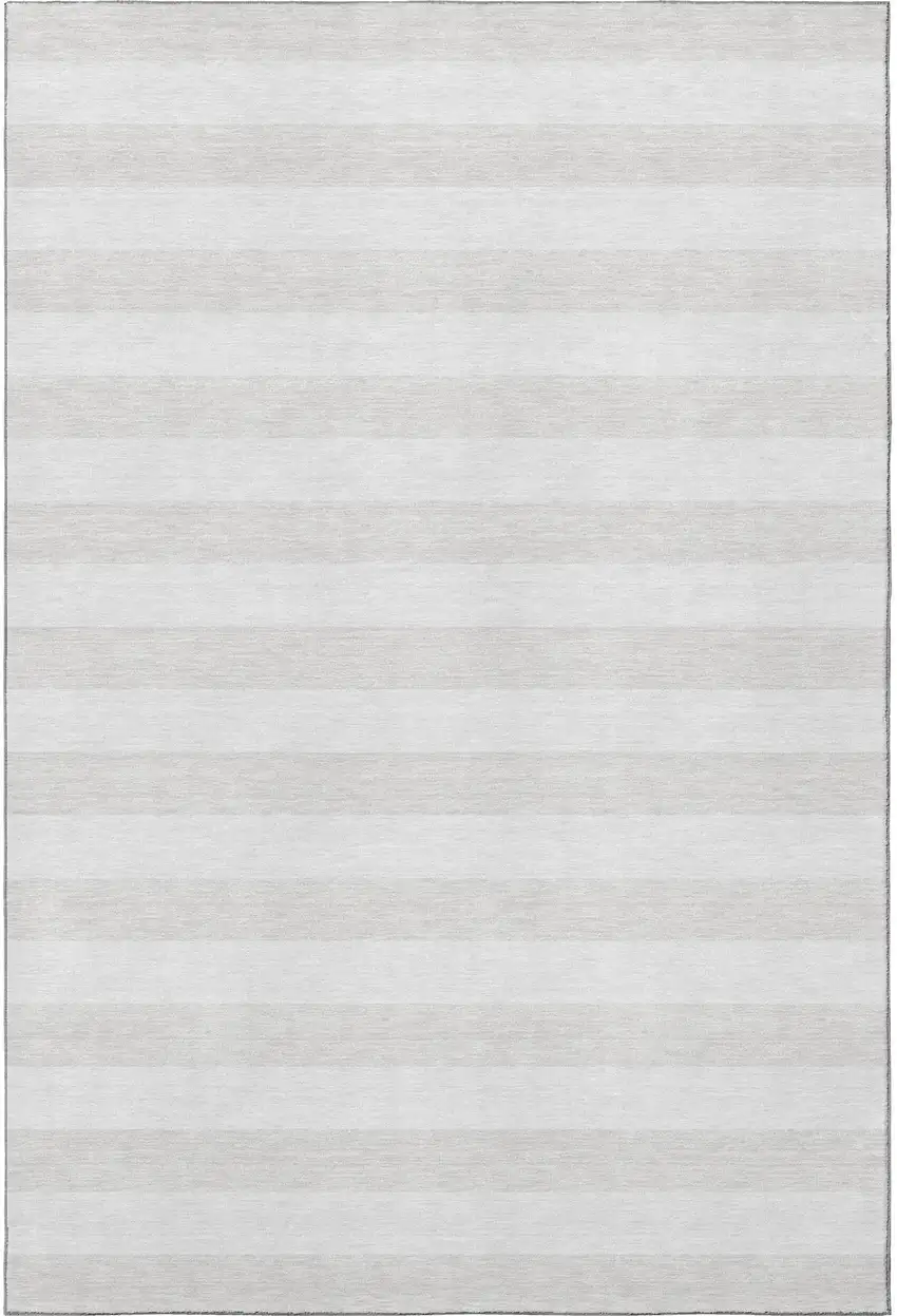 Ivory And Gray Striped Washable Area Rug With UV Protection Photo 4