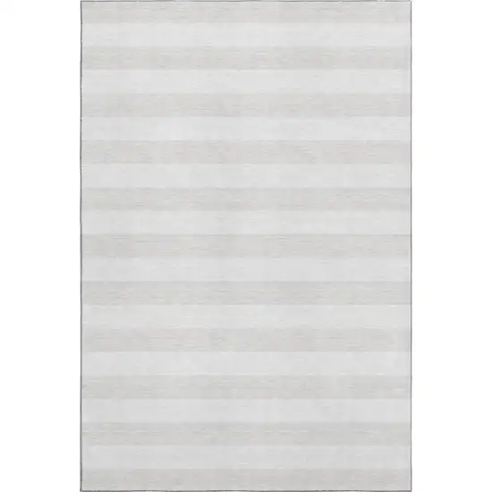 Ivory And Gray Striped Washable Area Rug With UV Protection Photo 1