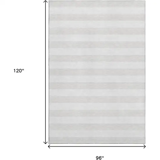 Ivory And Gray Striped Washable Area Rug With UV Protection Photo 6