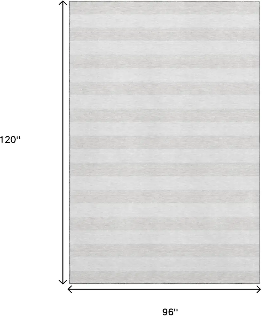 Ivory And Gray Striped Washable Area Rug With UV Protection Photo 6