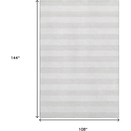 Ivory And Gray Striped Washable Area Rug With UV Protection Photo 7