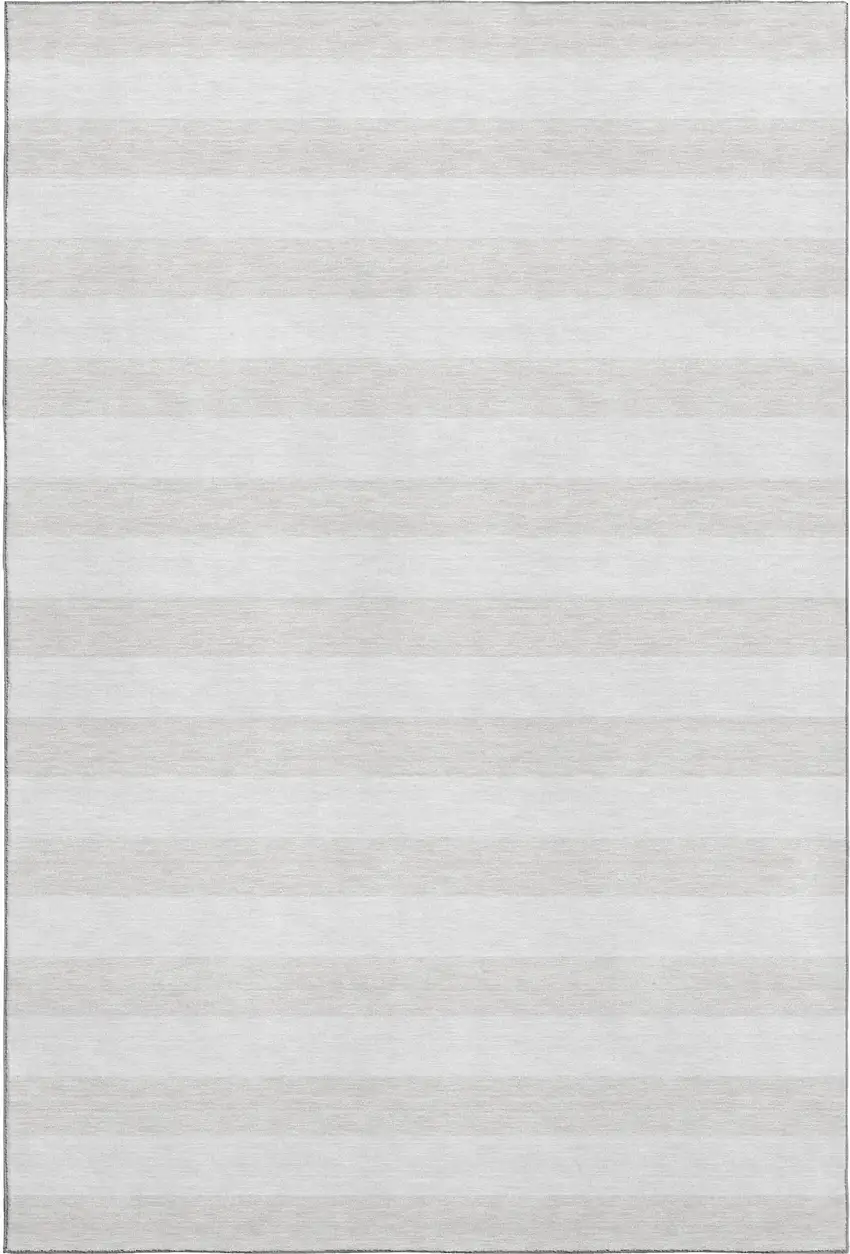 Ivory And Gray Striped Washable Area Rug With UV Protection Photo 2