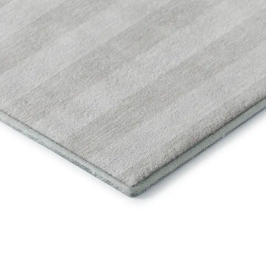 Ivory And Gray Striped Washable Area Rug With UV Protection Photo 9