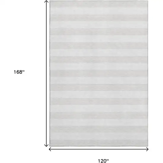 Ivory And Gray Striped Washable Area Rug With UV Protection Photo 8