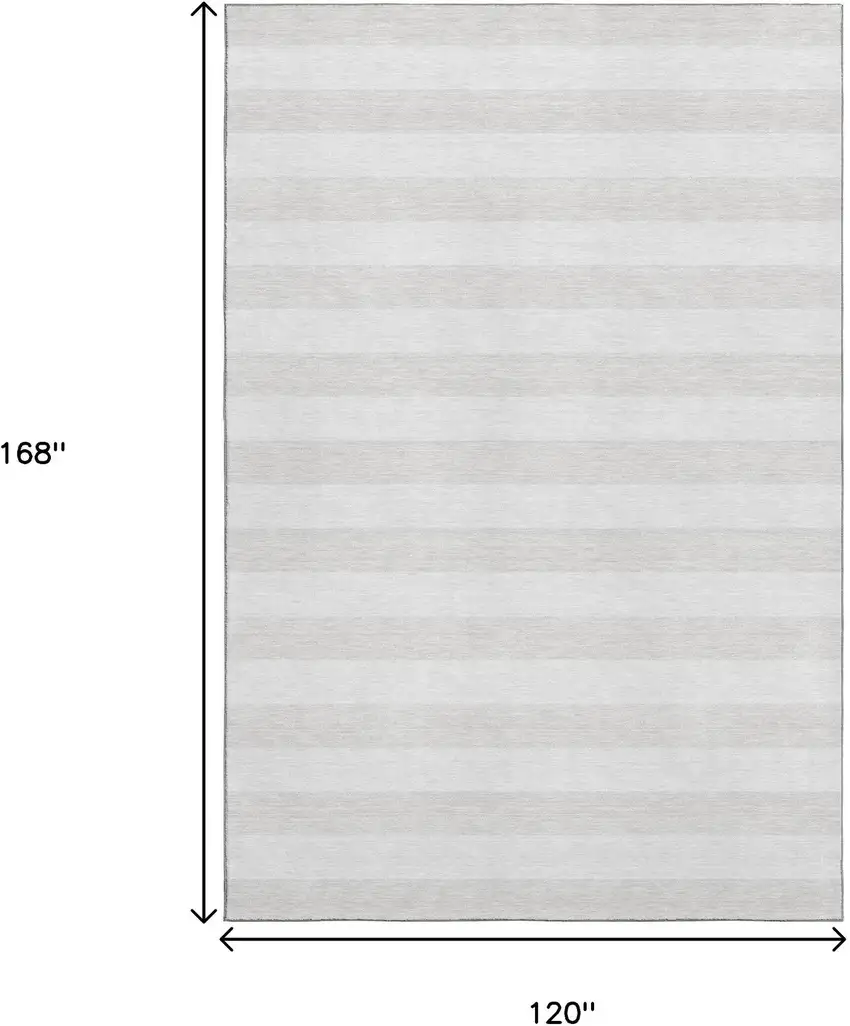 Ivory And Gray Striped Washable Area Rug With UV Protection Photo 8