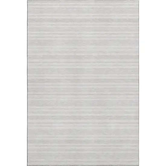 Ivory And Gray Striped Washable Area Rug With UV Protection Photo 1