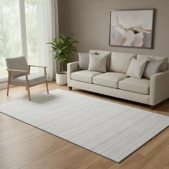 Ivory And Gray Striped Washable Area Rug With UV Protection Photo 1