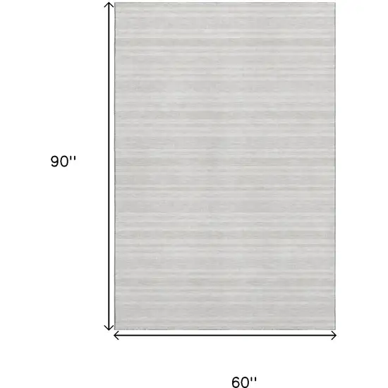 Ivory And Gray Striped Washable Area Rug With UV Protection Photo 3
