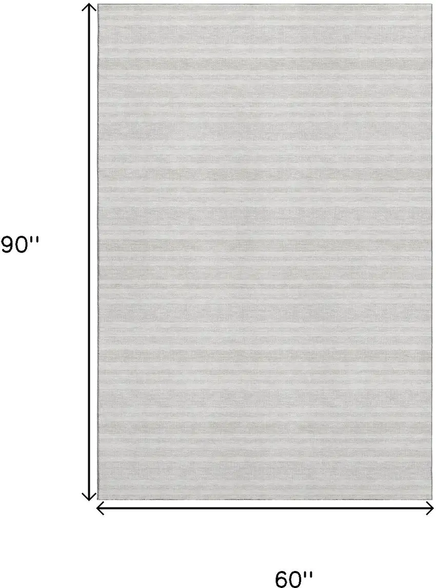 Ivory And Gray Striped Washable Area Rug With UV Protection Photo 3