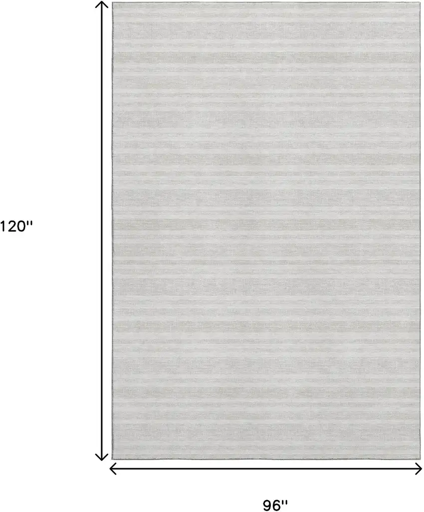 Ivory And Gray Striped Washable Area Rug With UV Protection Photo 7