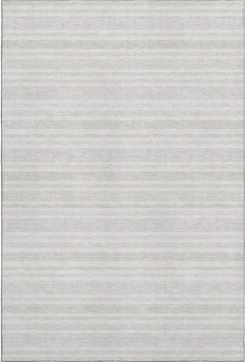 Ivory And Gray Striped Washable Area Rug With UV Protection Photo 1