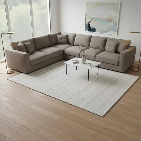 Ivory And Gray Striped Washable Area Rug With UV Protection Photo 2