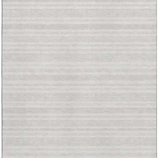 Ivory And Gray Striped Washable Area Rug With UV Protection Photo 4