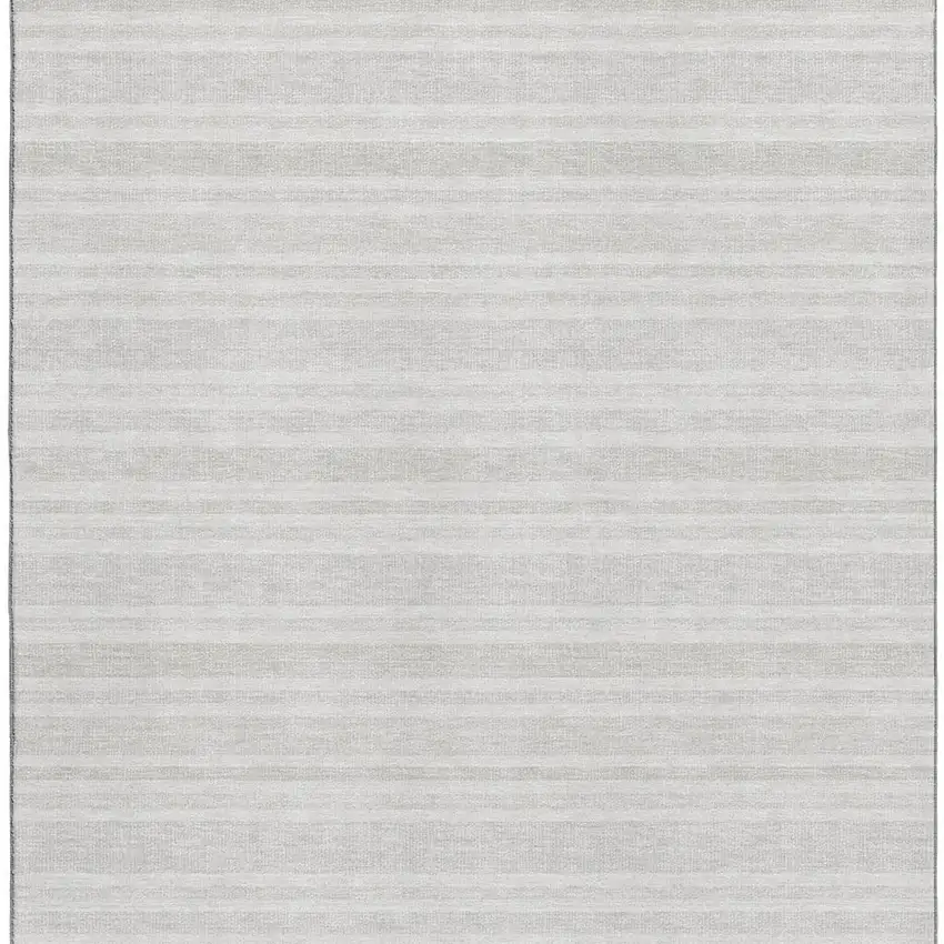 Ivory And Gray Striped Washable Area Rug With UV Protection Photo 4