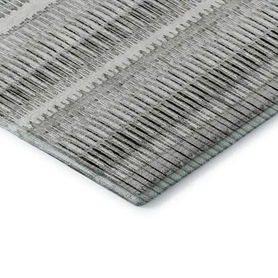 Ivory And Gray Striped Washable Area Rug With UV Protection Photo 7